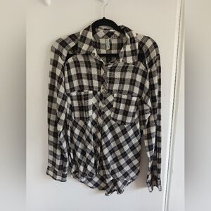 Free People Monochrome Plaid Shirt